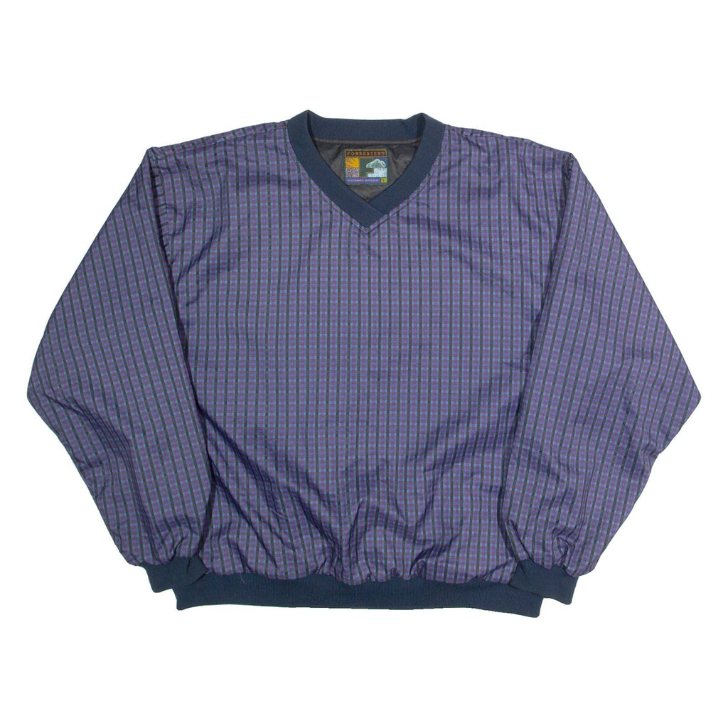 FORRESTER'S Check Training Mens Sweatshirt Blue V-Neck 90s L