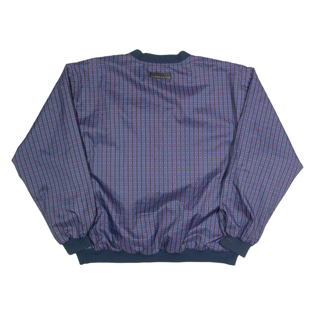 FORRESTER'S Check Training Mens Sweatshirt Blue V-Neck 90s L
