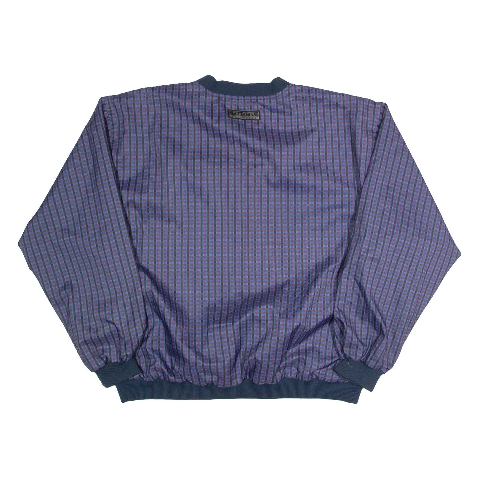 FORRESTER'S Check Training Mens Sweatshirt Blue V-Neck 90s L