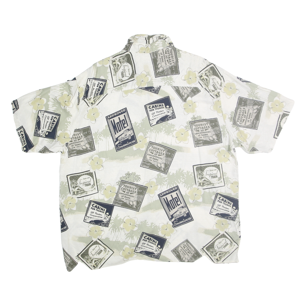 PURITAN Mens White & Beige Printed Short Sleeve Shirt XL Casual Cotton Blend