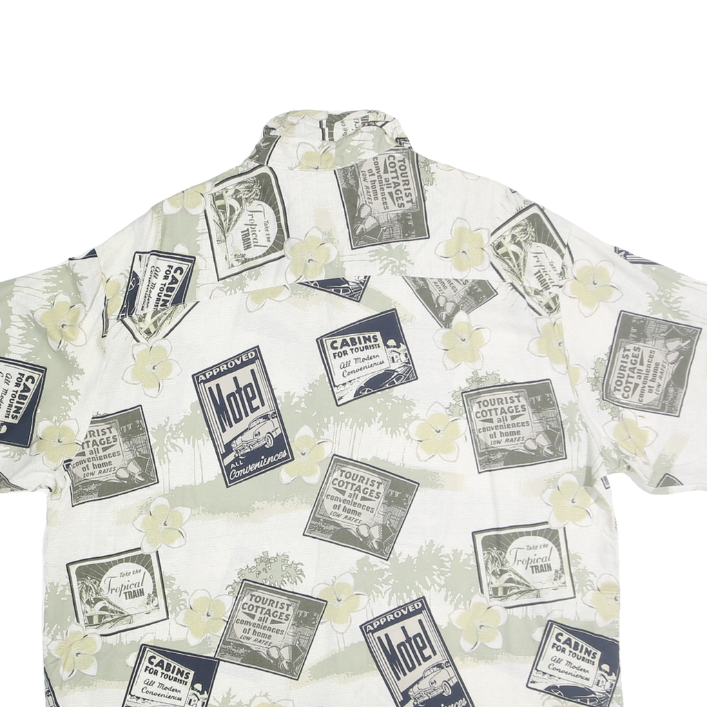 PURITAN Mens White & Beige Printed Short Sleeve Shirt XL Casual Cotton Blend