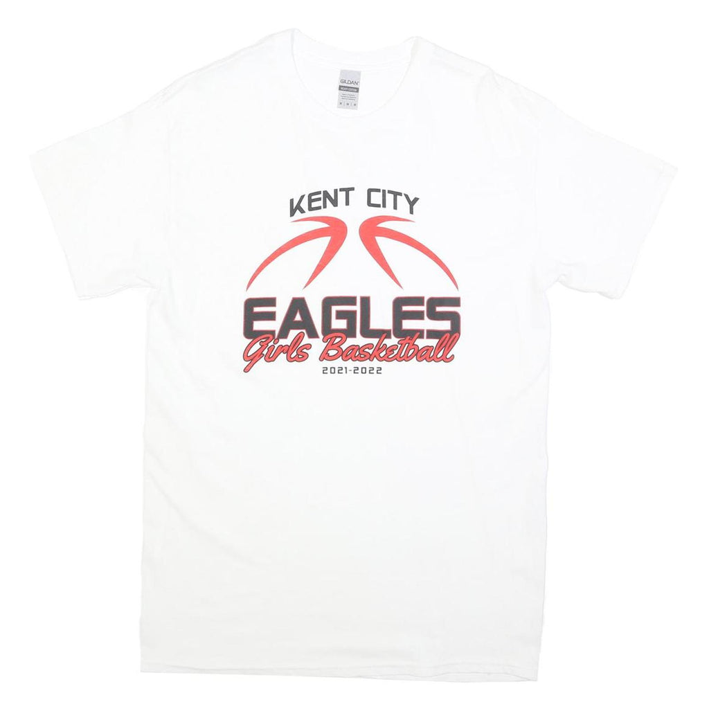 GILDAN Womens White Kent City Eagles Girls Basketball T-Shirt M Short Sleeve