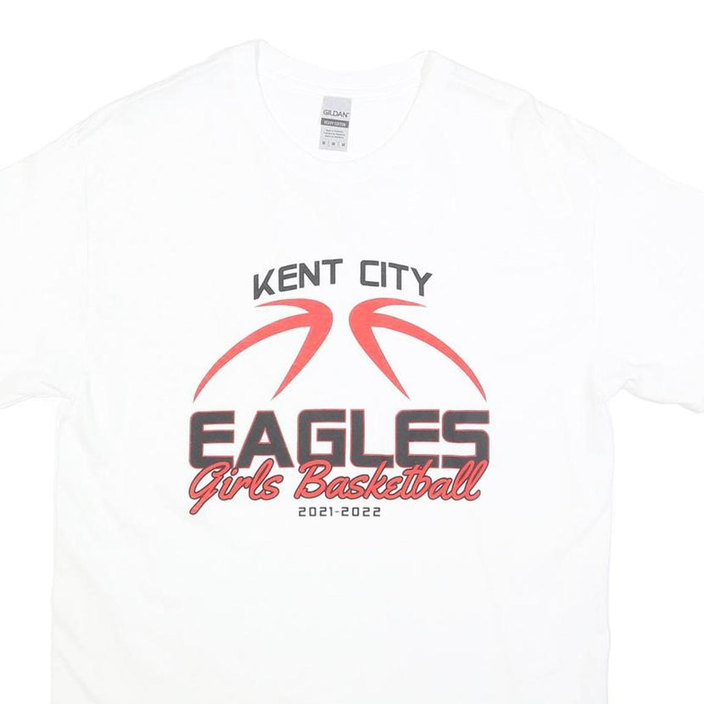 GILDAN Womens White Kent City Eagles Girls Basketball T-Shirt M Short Sleeve