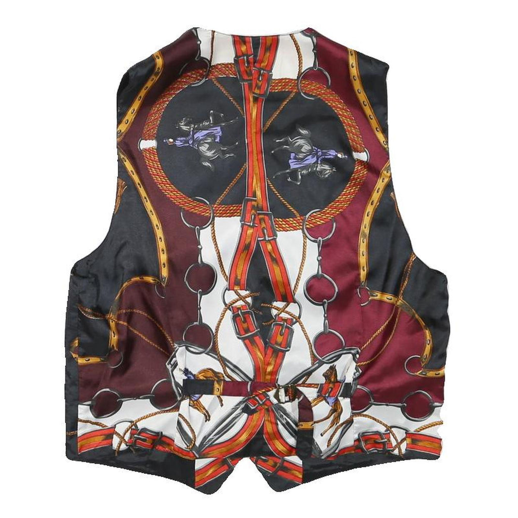 Mens Black & Burgundy Horsebit Print Button Jacket XS Polyester Blend Stylish