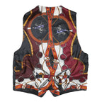 Mens Black & Burgundy Horsebit Print Button Jacket XS Polyester Blend Stylish