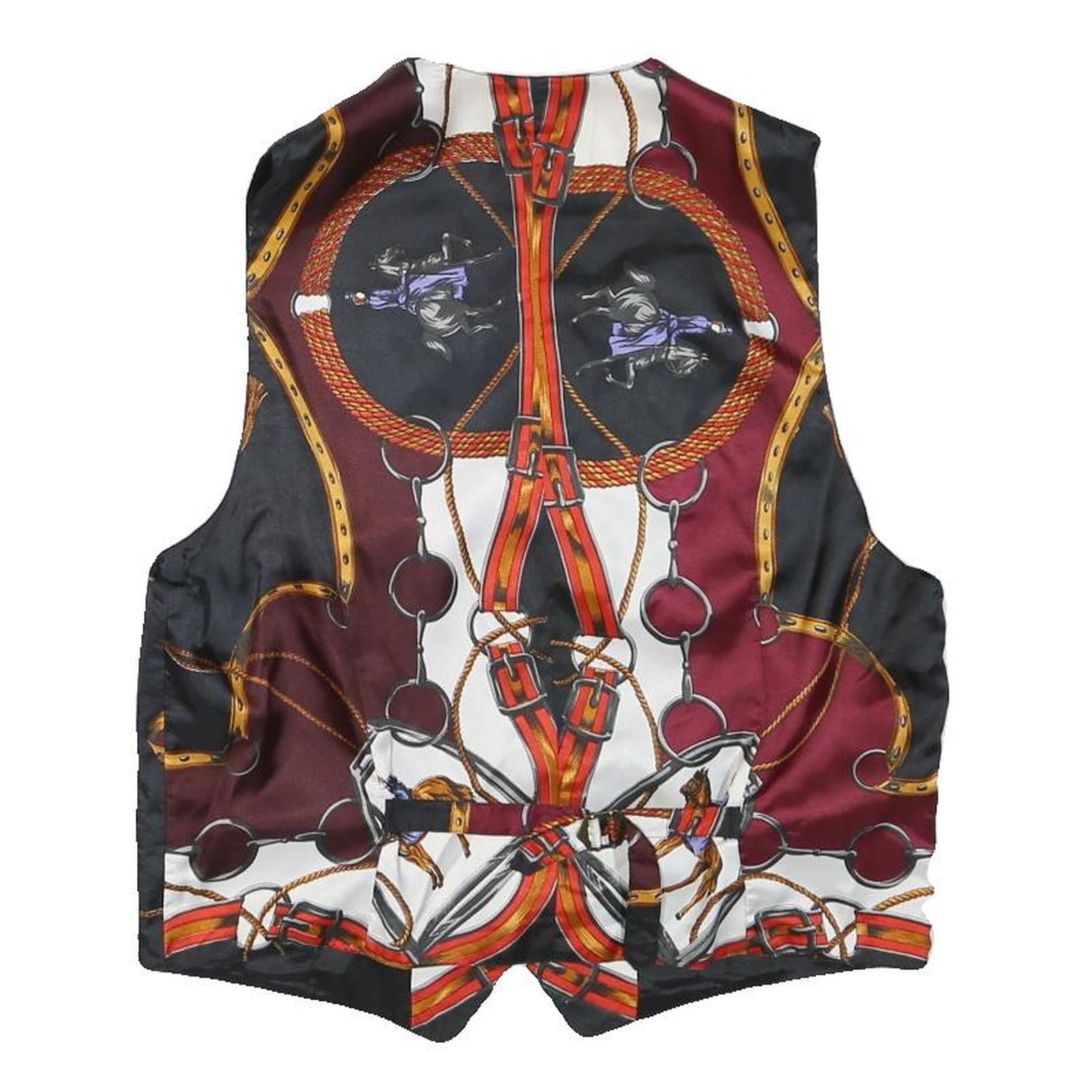 Mens Black & Burgundy Horsebit Print Button Jacket XS Polyester Blend Stylish