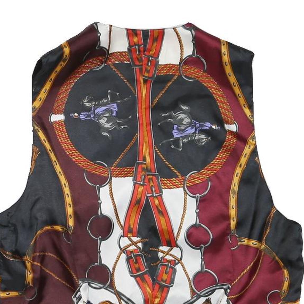 Mens Black & Burgundy Horsebit Print Button Jacket XS Polyester Blend Stylish