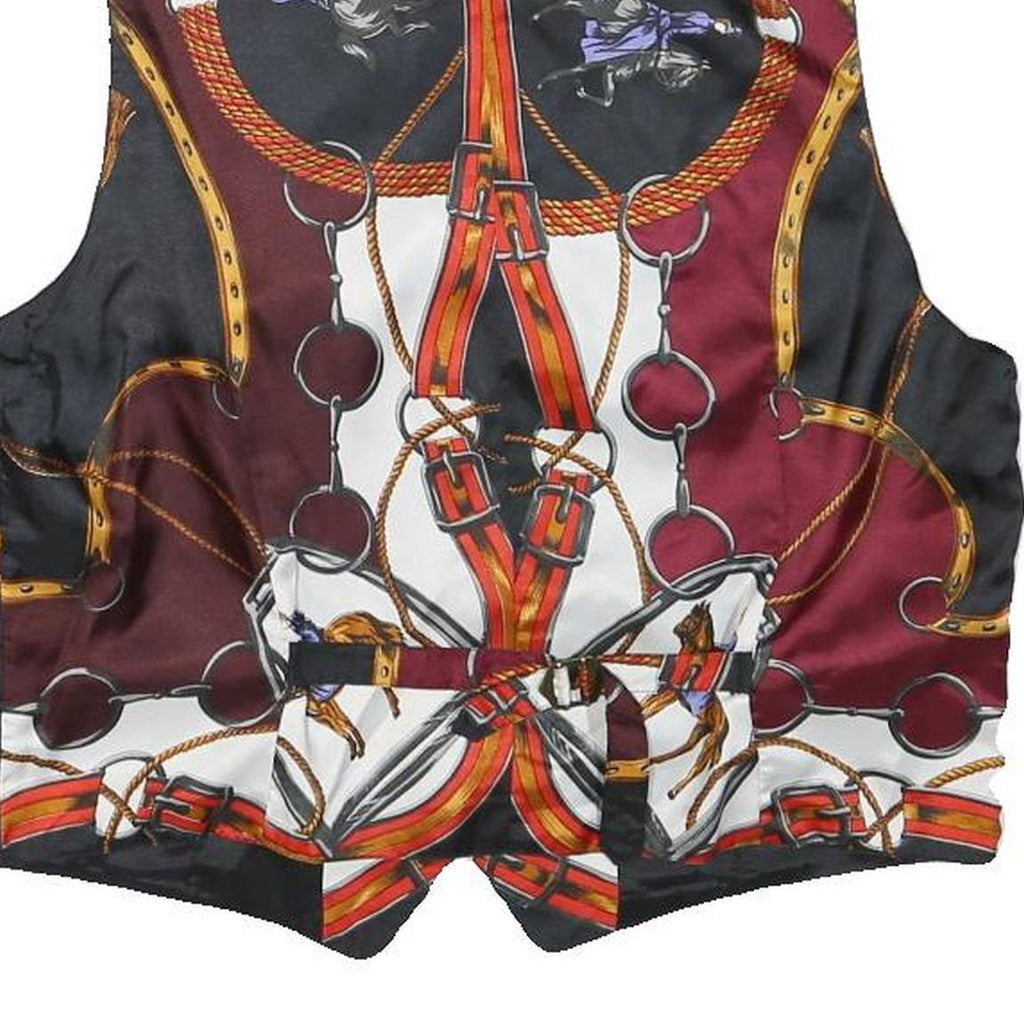 Mens Black & Burgundy Horsebit Print Button Jacket XS Polyester Blend Stylish