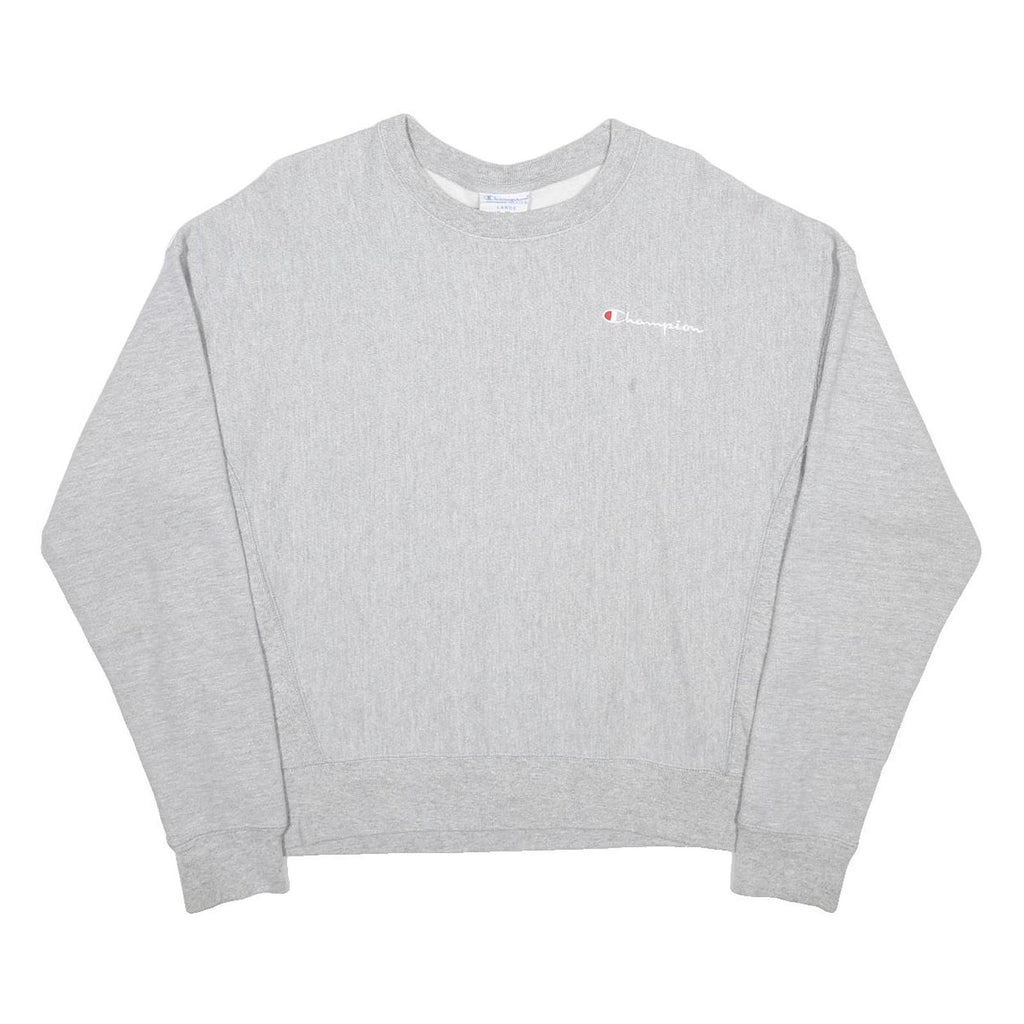 CHAMPION REVERSE WEAVE Womens Grey Crew Neck L Cotton Blend Sweatshirt