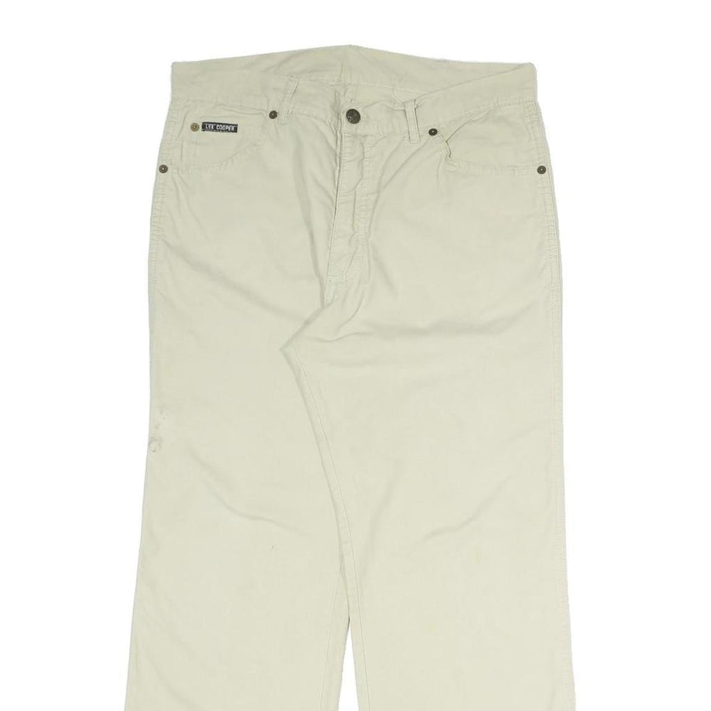 LEE COOPER Mens Cotton Blend Regular Beige Trousers W32 L27 Zip Pocket
