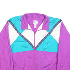 BOLD SPIRIT Womens Purple & Turquoise White Nylon Jacket M Vintage Colourblock