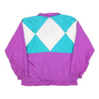 BOLD SPIRIT Womens Purple & Turquoise White Nylon Jacket M Vintage Colourblock