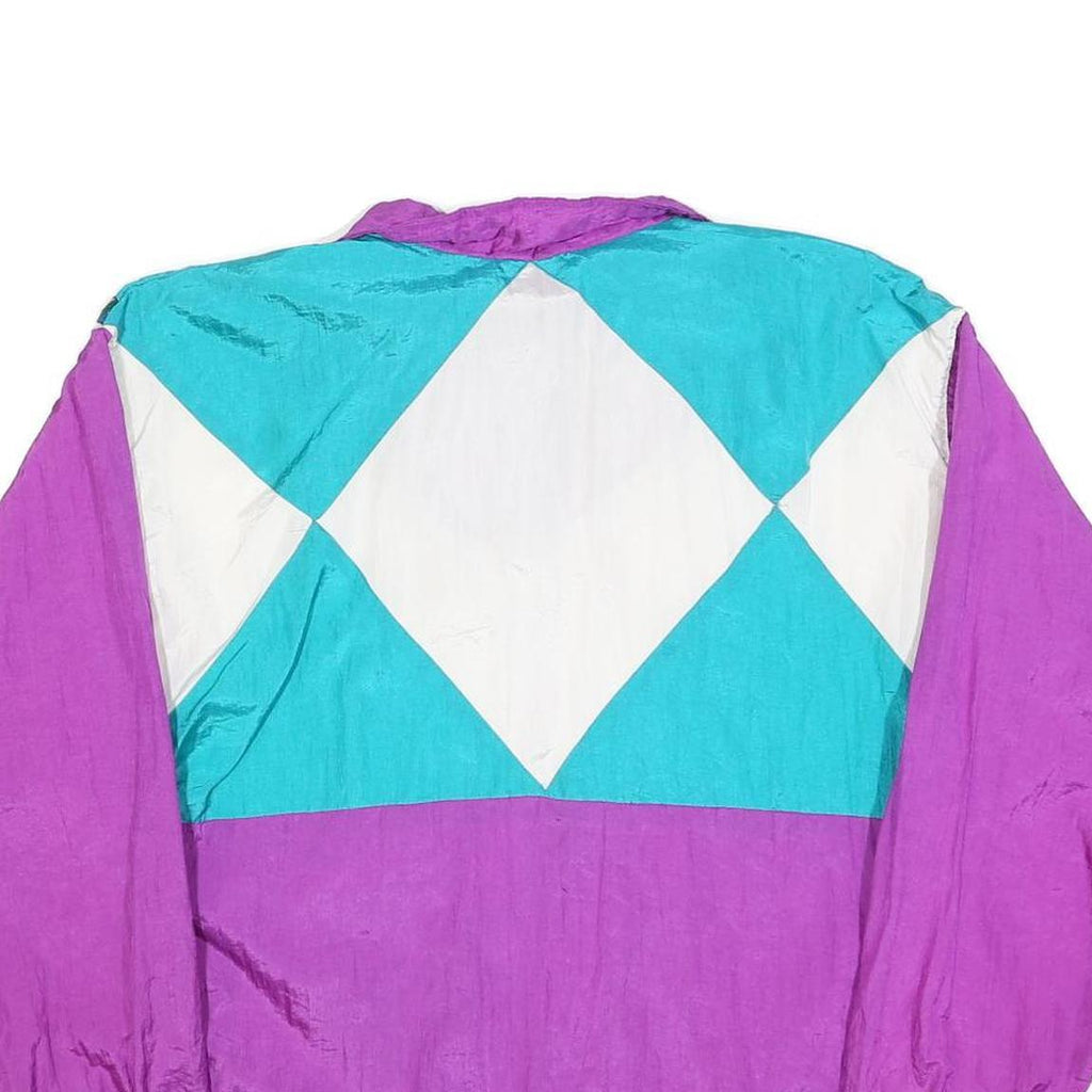 BOLD SPIRIT Womens Purple & Turquoise White Nylon Jacket M Vintage Colourblock
