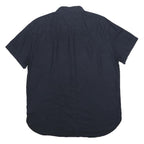 TOMMY HILFIGER Mens Navy Blue Linen Blend Shirt XL Casual Short Sleeve Button