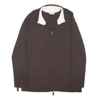 GERRY WEBER Womens Brown & Cream Plain Jumper Zip Crew Neck Cotton Blend UK 20