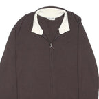GERRY WEBER Womens Brown & Cream Plain Jumper Zip Crew Neck Cotton Blend UK 20