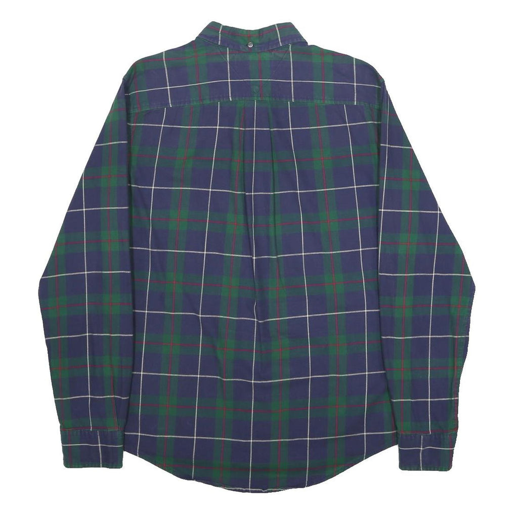 TOMMY HILFIGER Mens Blue & Green Checked Shirt M Classic Cotton Button-Down