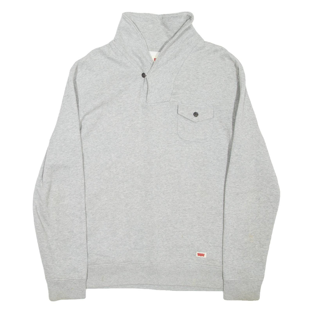 LEVI'S Mens Sweatshirt Grey Collared L