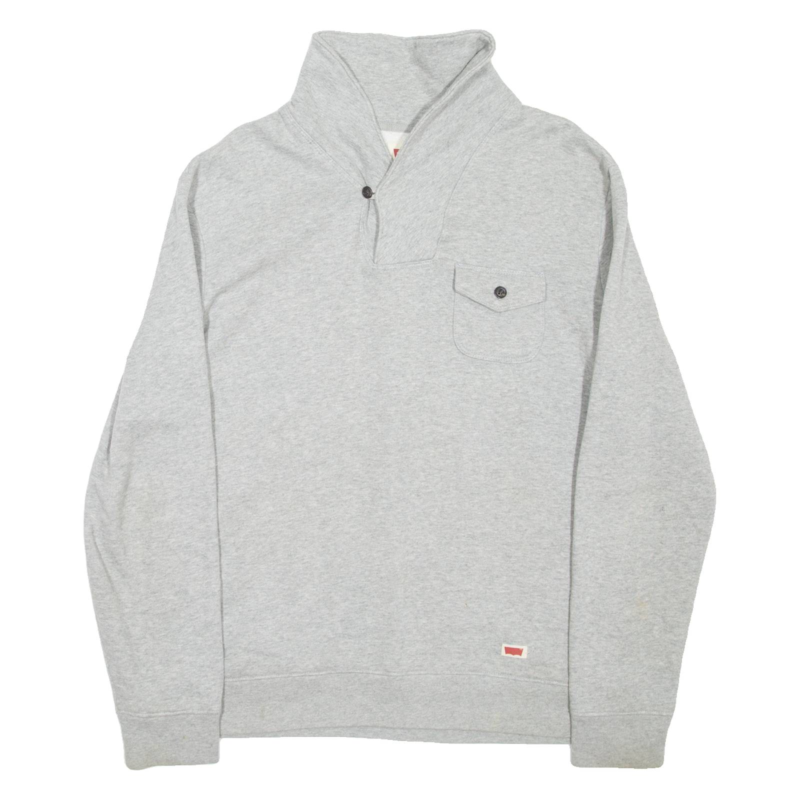 LEVI'S Mens Sweatshirt Grey Collared L