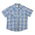 WRANGLER Mens Blue Plaid Western Shirt L Cotton Blend Casual Summer Wear
