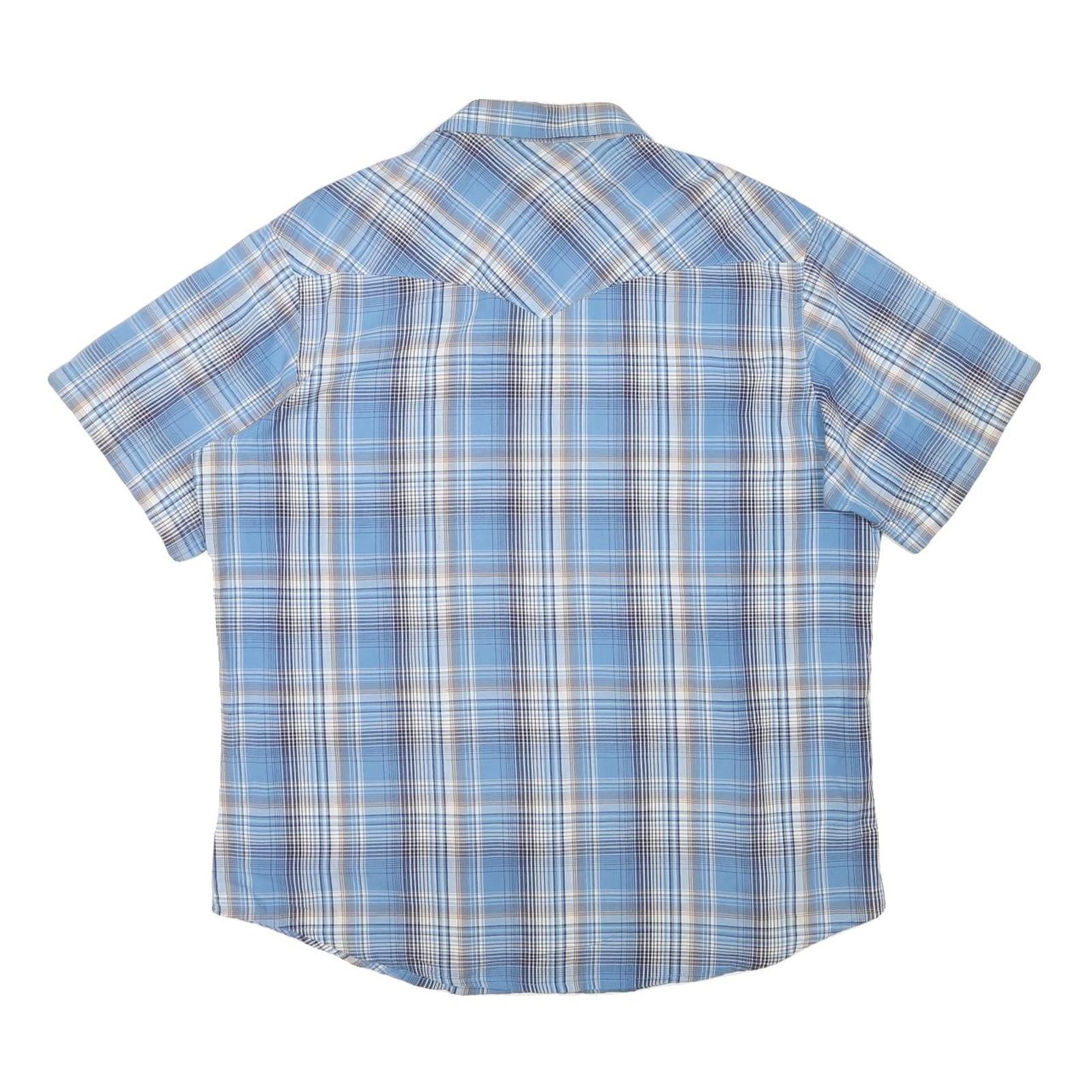 WRANGLER Mens Blue Plaid Western Shirt L Cotton Blend Casual Summer Wear