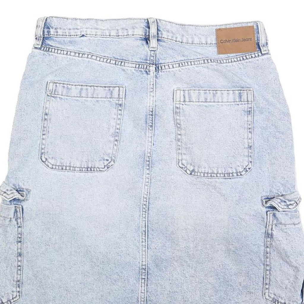 CALVIN KLEIN JEANS Womens Blue Denim Cargo Midi Cotton Blend Skirt Size M