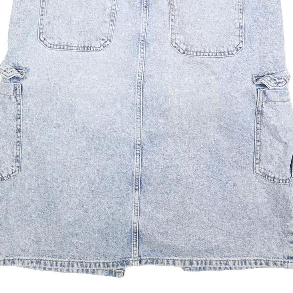 CALVIN KLEIN JEANS Womens Blue Denim Cargo Midi Cotton Blend Skirt Size M