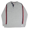 TOMMY HILFIGER Mens Grey 2XL Long Sleeve Henley Denim Stripe Detail