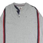TOMMY HILFIGER Mens Grey 2XL Long Sleeve Henley Denim Stripe Detail