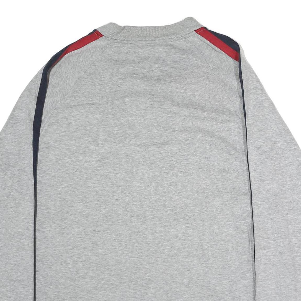 TOMMY HILFIGER Mens Grey 2XL Long Sleeve Henley Denim Stripe Detail