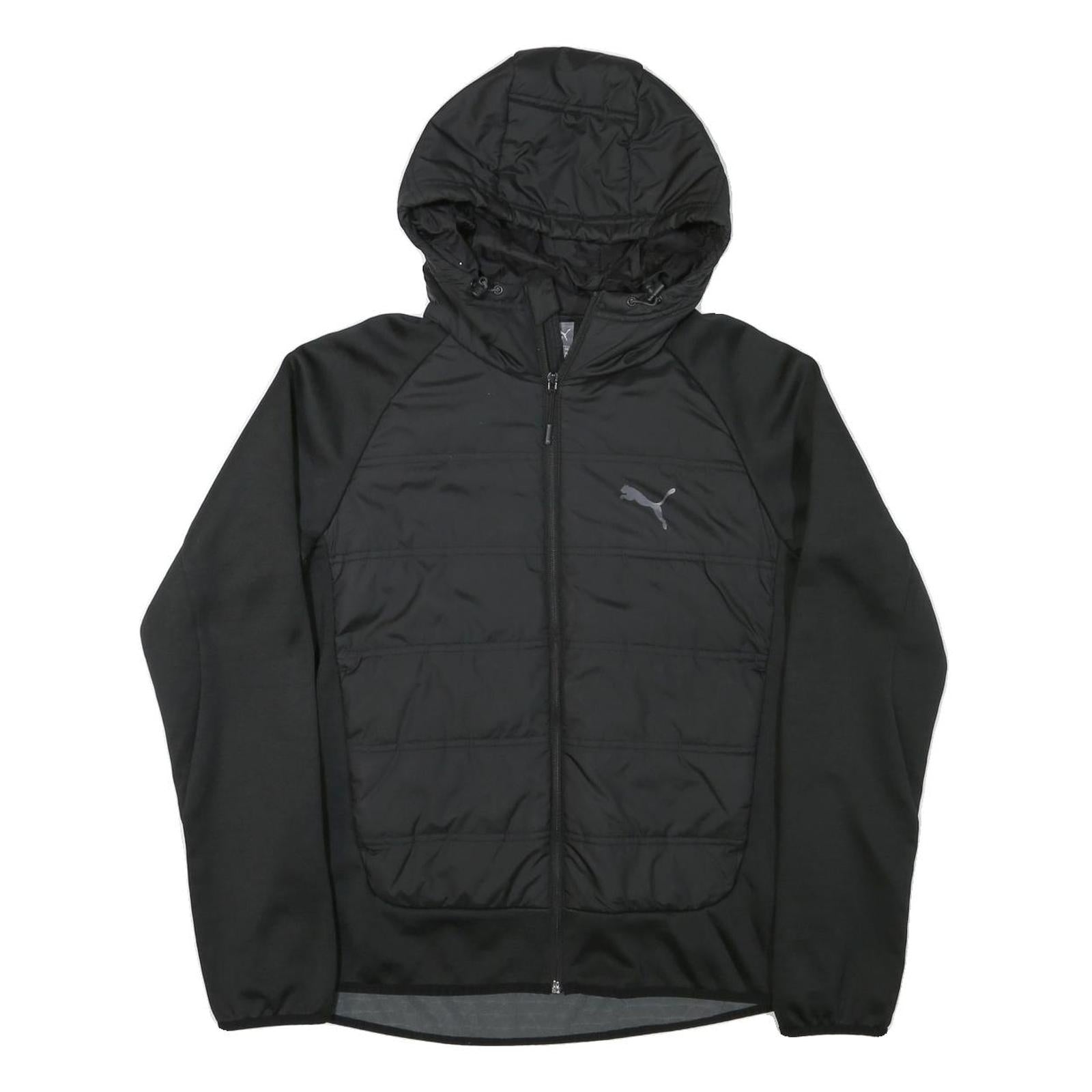 PUMA Womens Black Zip Hooded Casual Jacket UK 14 Polyester Blend Plain