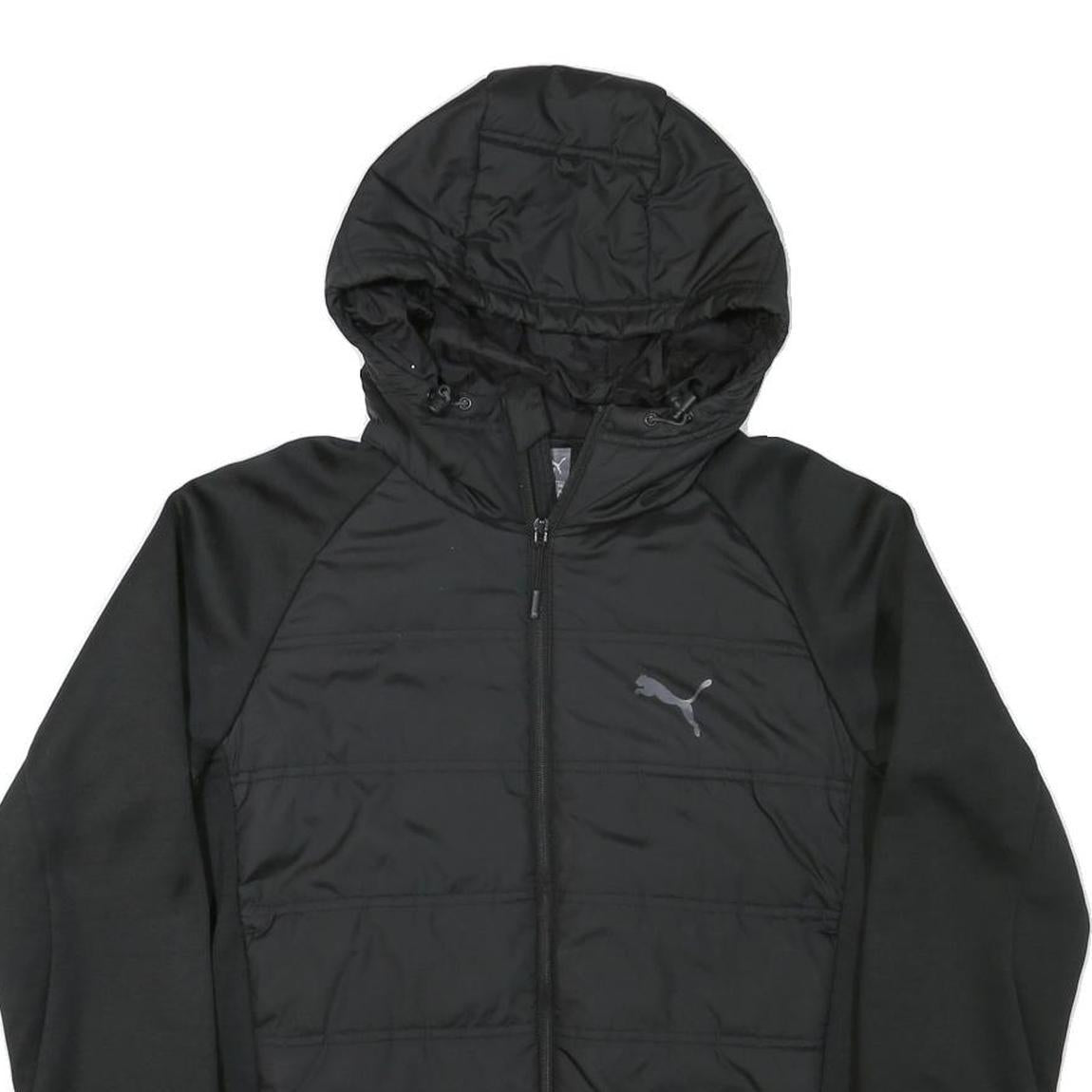 PUMA Womens Black Zip Hooded Casual Jacket UK 14 Polyester Blend Plain