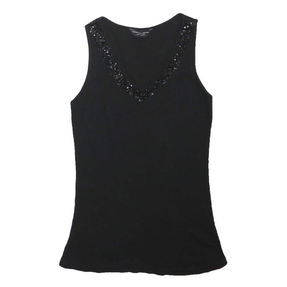 DOROTHY PERKINS Womens Black Embellished V-Neck Sleeveless Top UK 14