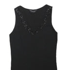 DOROTHY PERKINS Womens Black Embellished V-Neck Sleeveless Top UK 14