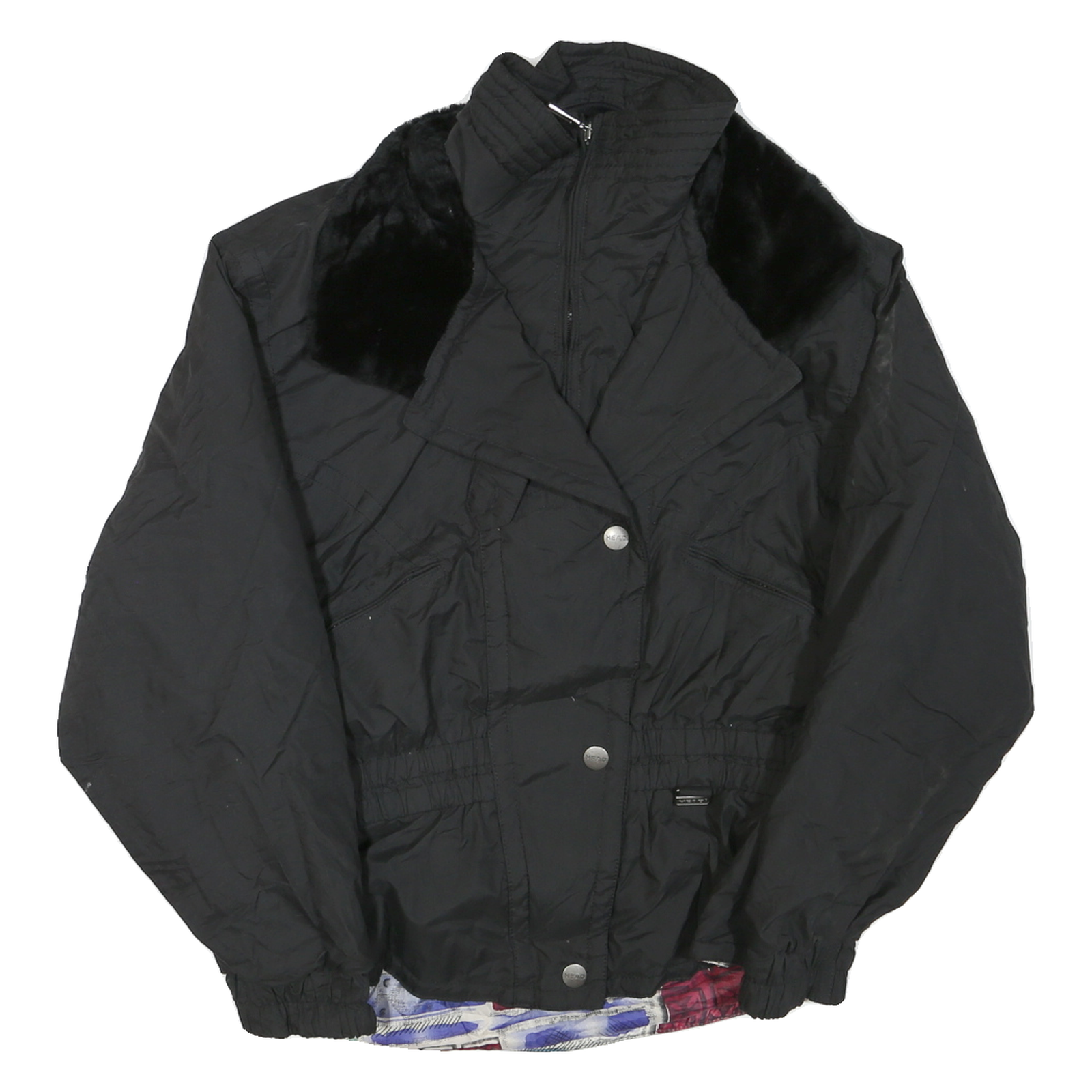 HEAD SKIWEAR Womens Black Ski Jacket S Polyester Blend Woven Plain Relaxed Fit