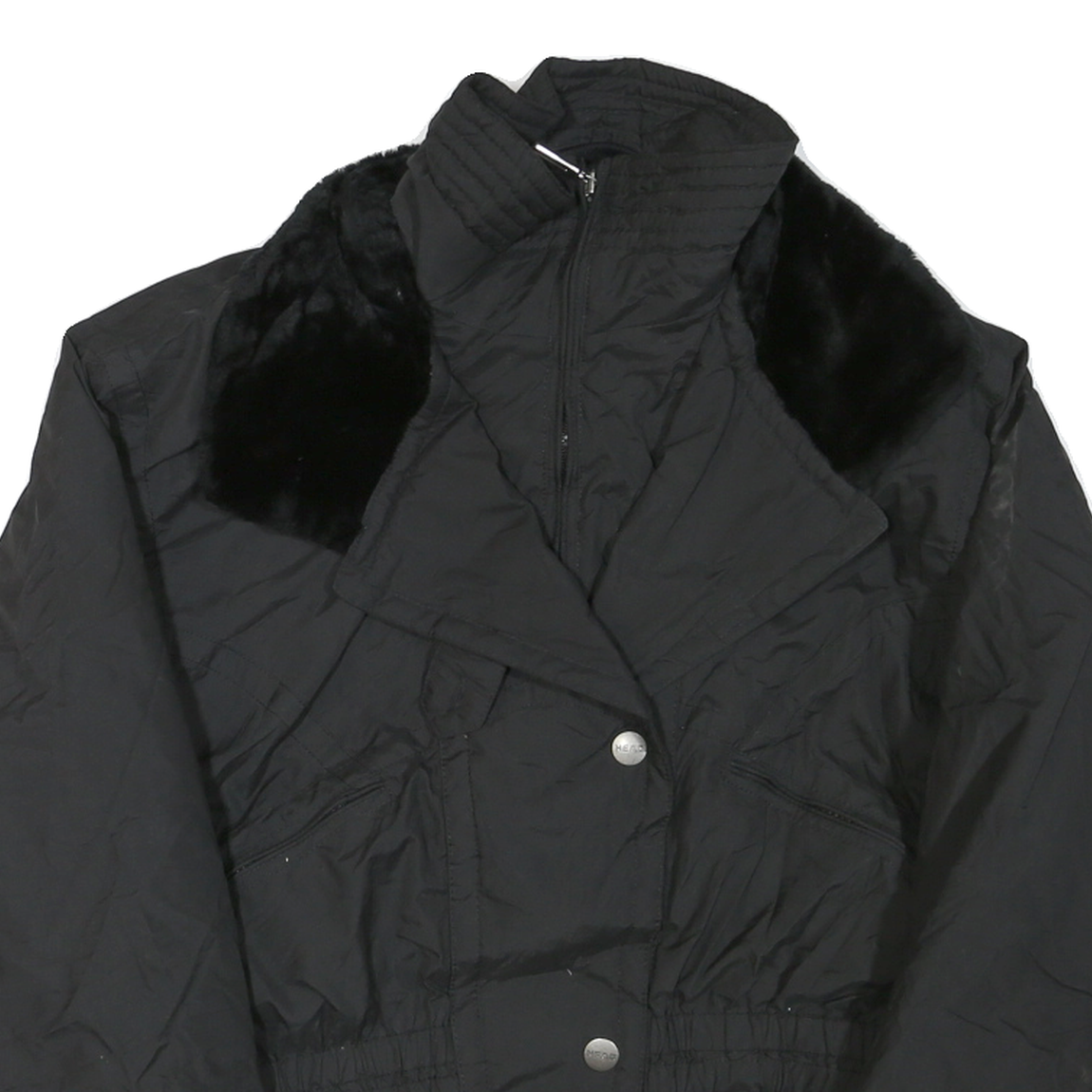 HEAD SKIWEAR Womens Black Ski Jacket S Polyester Blend Woven Plain Relaxed Fit
