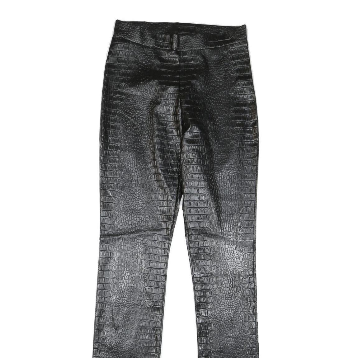 Womens Polyester Blend Black Slim Trousers W28 L34 Faux Leather Style Skinny Fit