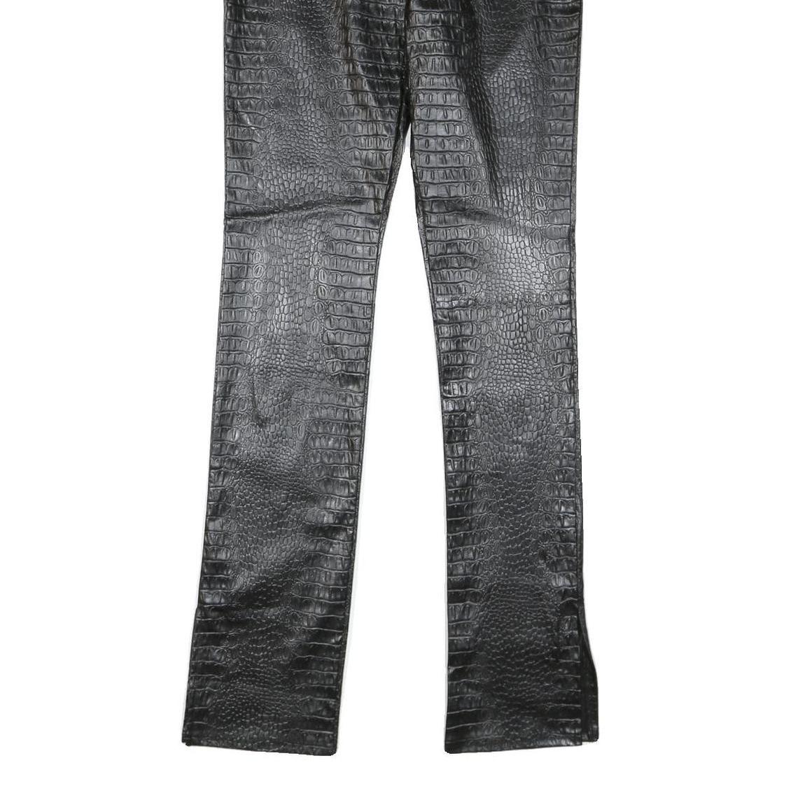 Womens Polyester Blend Black Slim Trousers W28 L34 Faux Leather Style Skinny Fit