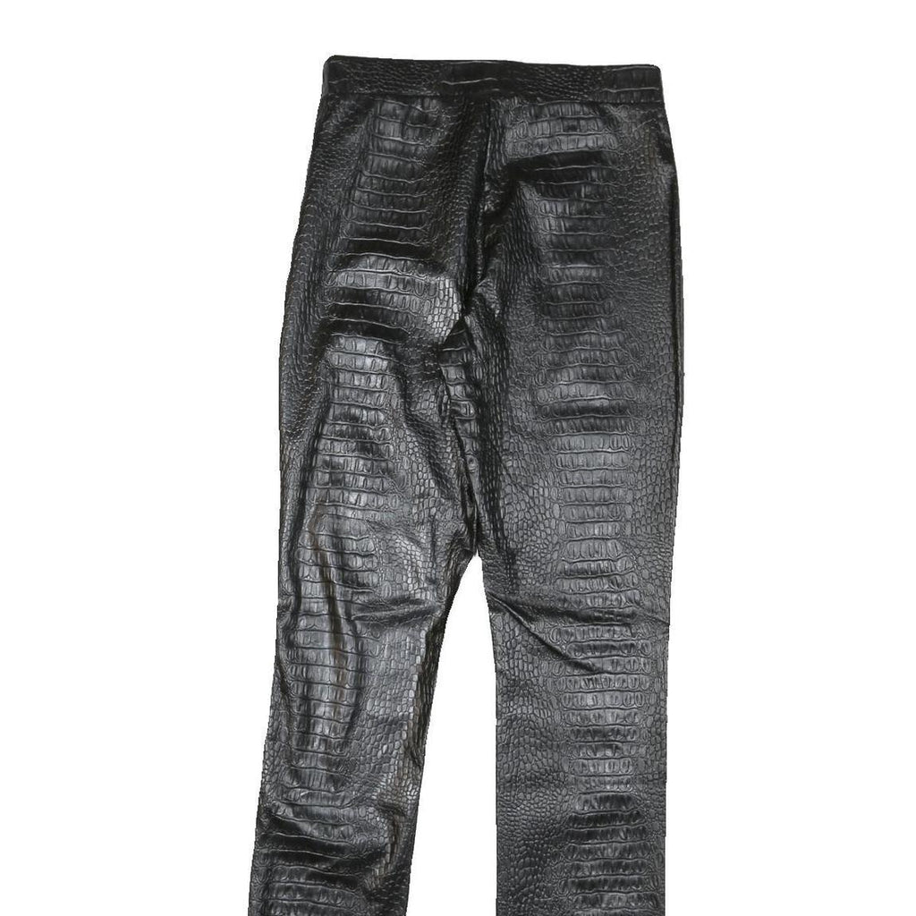 Womens Polyester Blend Black Slim Trousers W28 L34 Faux Leather Style Skinny Fit