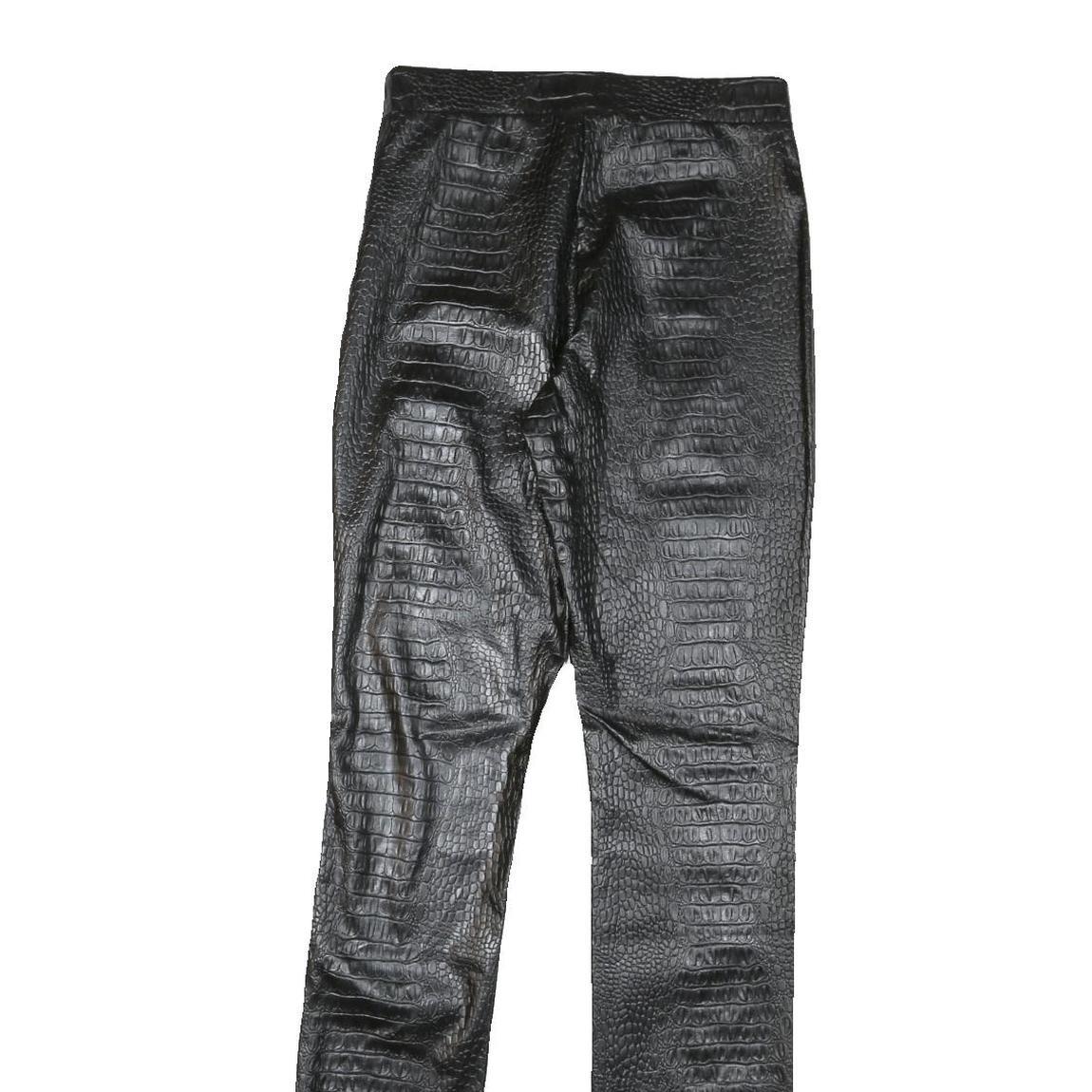 Womens Polyester Blend Black Slim Trousers W28 L34 Faux Leather Style Skinny Fit