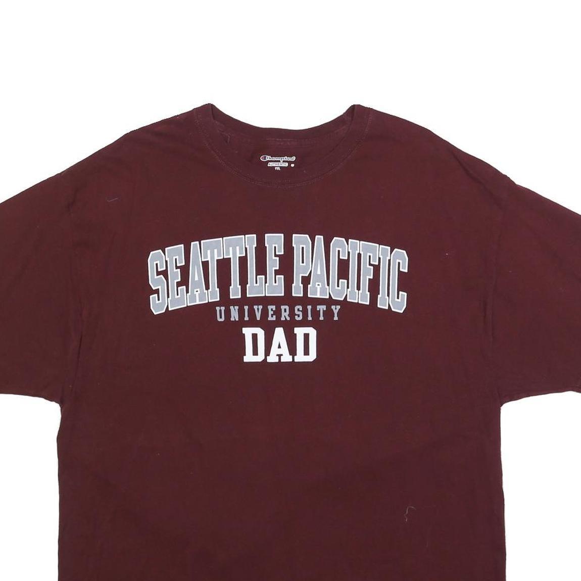 CHAMPION Mens Maroon Seattle Pacific University Dad Graphic T-Shirt XL Crew Neck