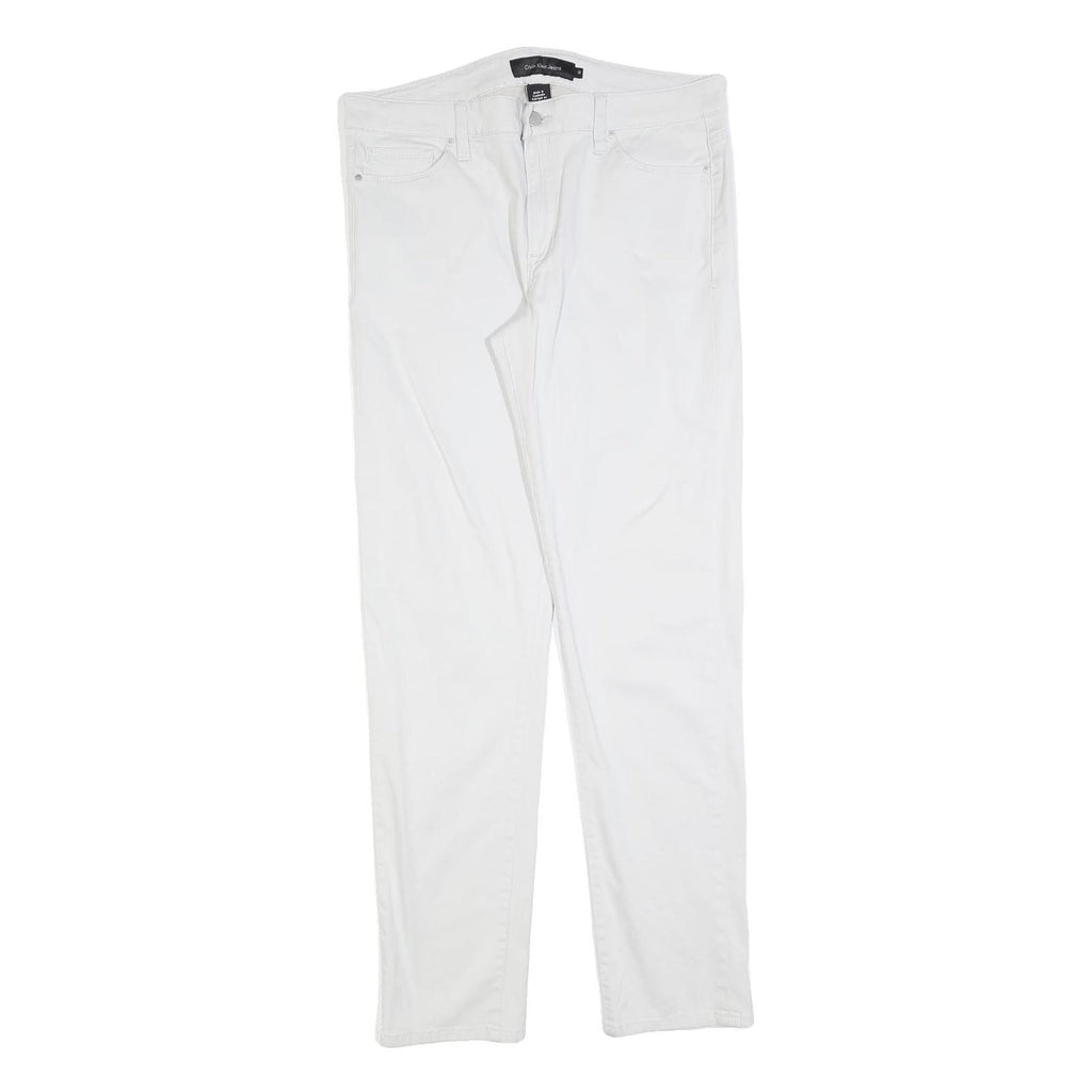 CALVIN KLEIN JEANS Womens Cotton Blend White Slim Skinny Trousers W34 L32
