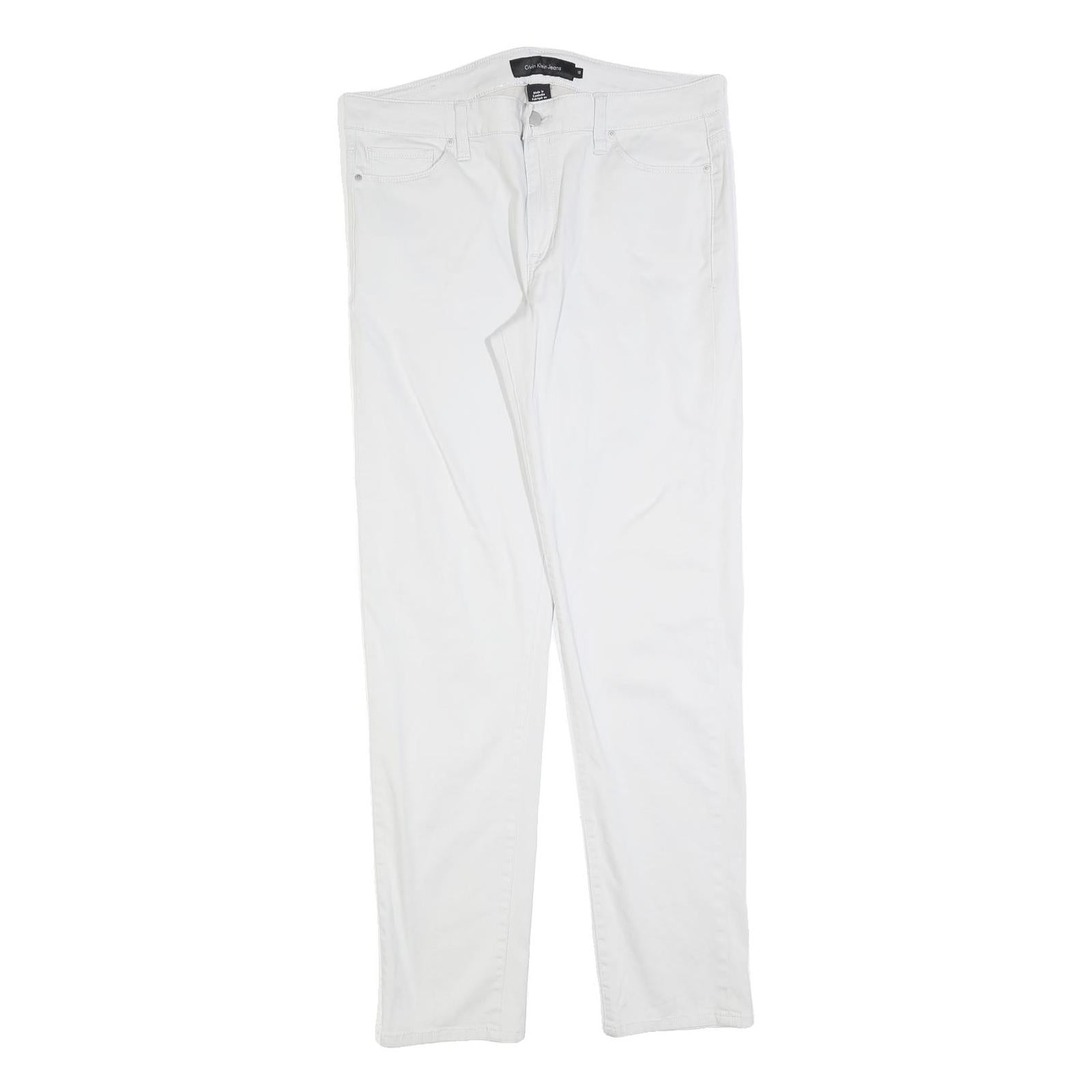 CALVIN KLEIN JEANS Womens Cotton Blend White Slim Skinny Trousers W34 L32