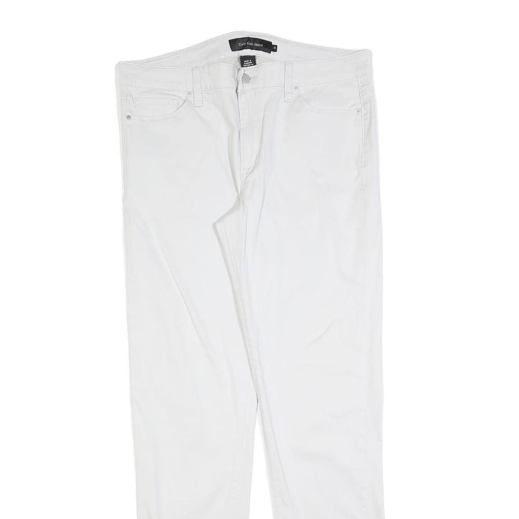 CALVIN KLEIN JEANS Womens Cotton Blend White Slim Skinny Trousers W34 L32