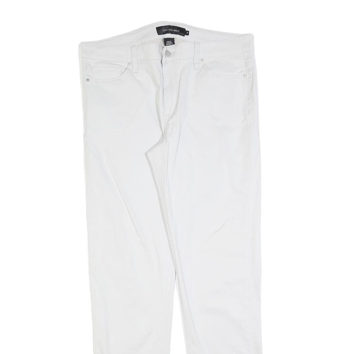 CALVIN KLEIN JEANS Womens Cotton Blend White Slim Skinny Trousers W34 L32