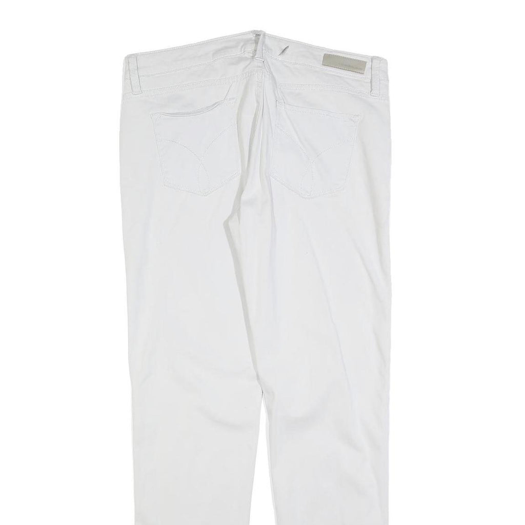 CALVIN KLEIN JEANS Womens Cotton Blend White Slim Skinny Trousers W34 L32