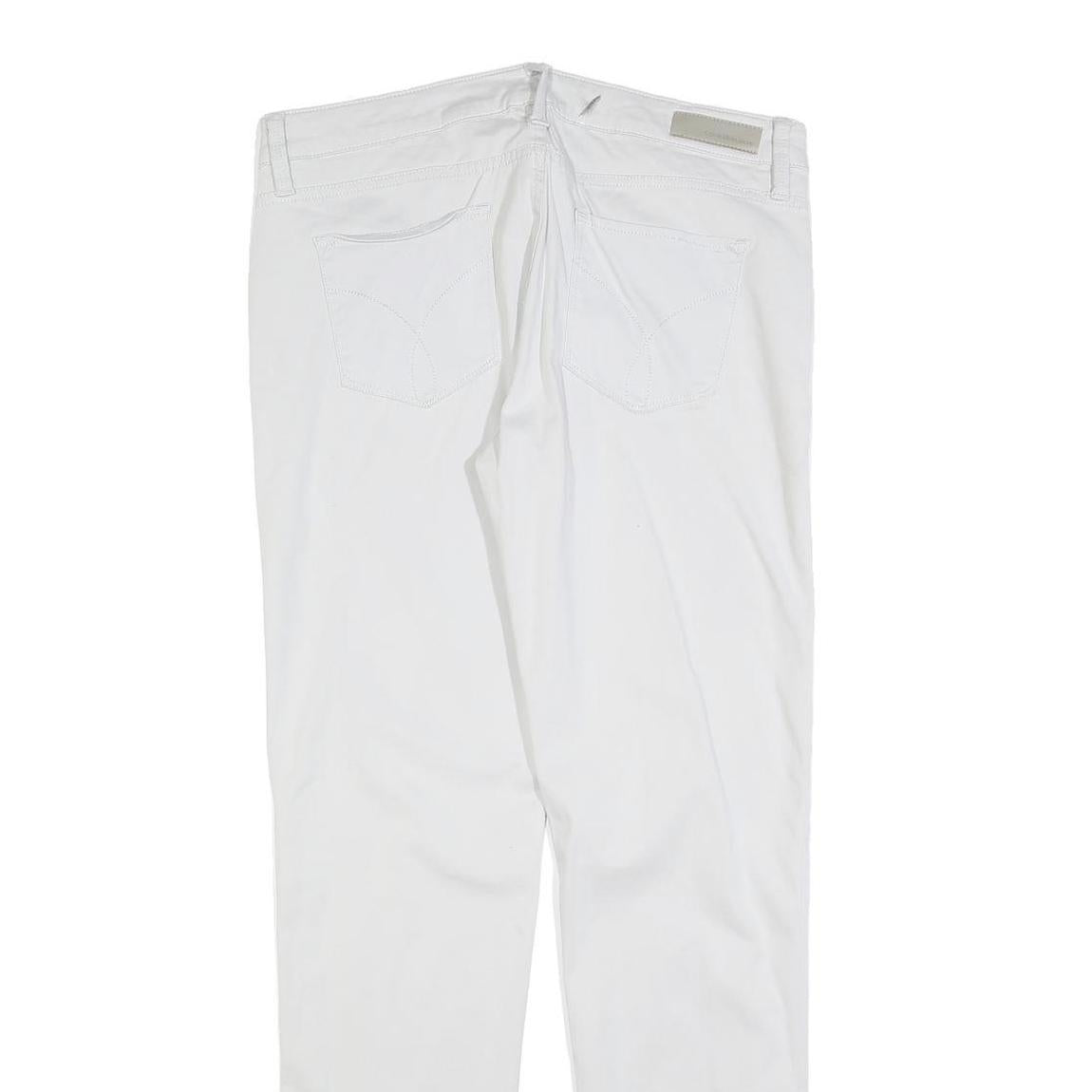 CALVIN KLEIN JEANS Womens Cotton Blend White Slim Skinny Trousers W34 L32