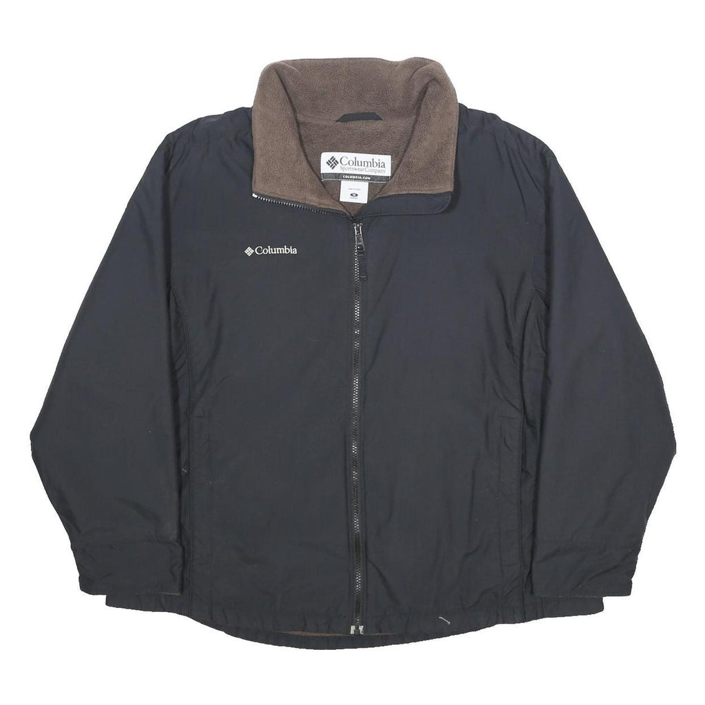 COLUMBIA Womens Black Jacket XL Nylon Plain Outdoor Zip Casual Warm