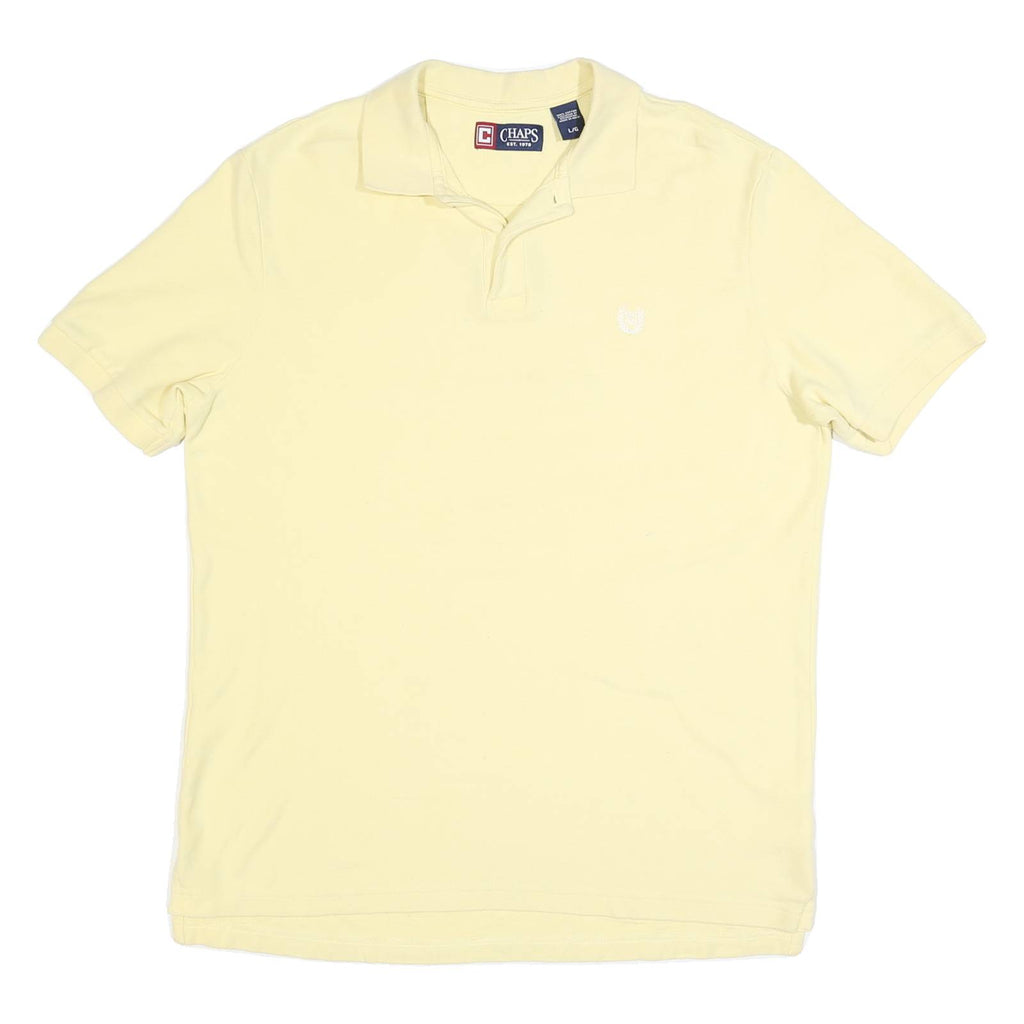 CHAPS Mens Yellow Short Sleeve Plain L Classic Cotton Blend Polo Shirt