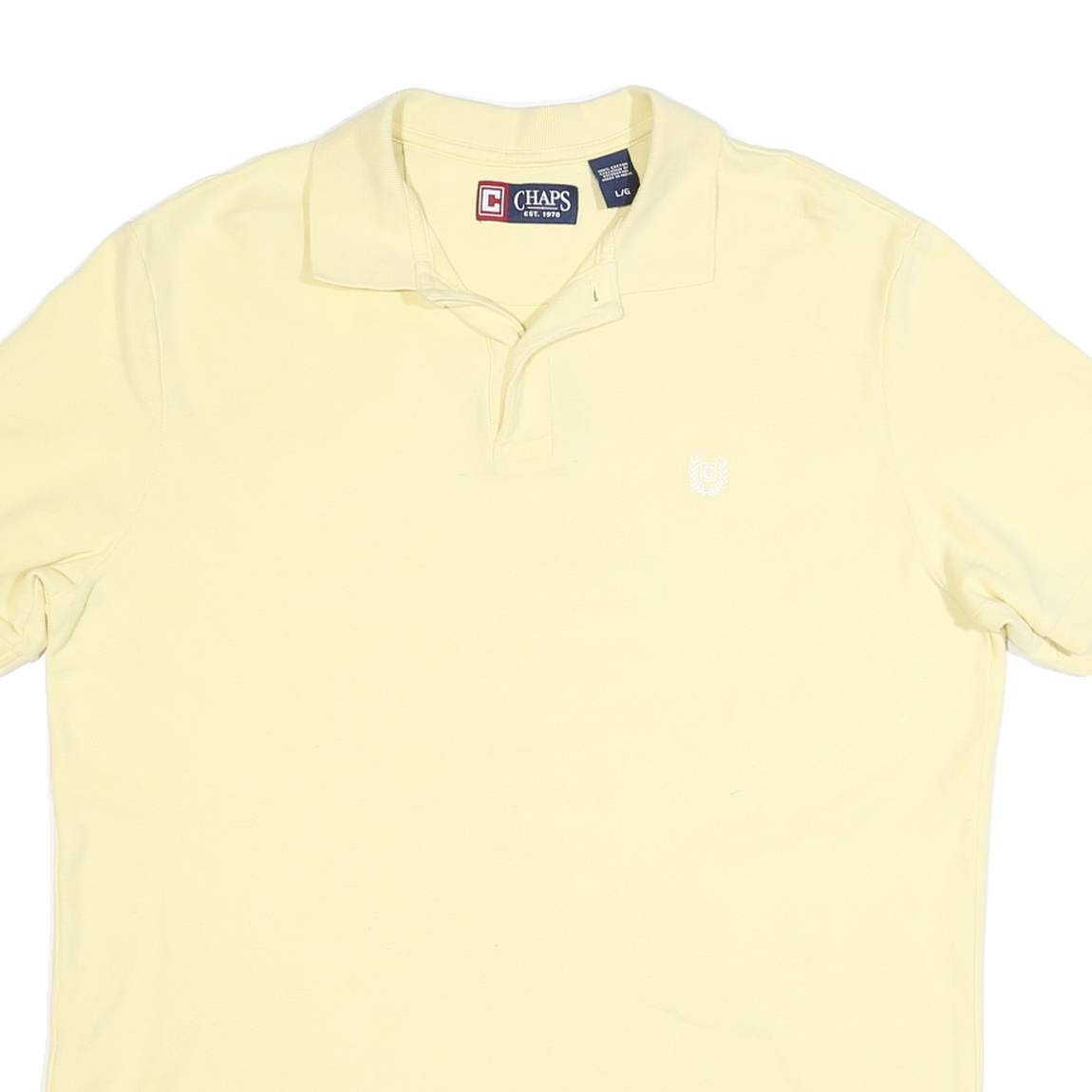 CHAPS Mens Yellow Short Sleeve Plain L Classic Cotton Blend Polo Shirt